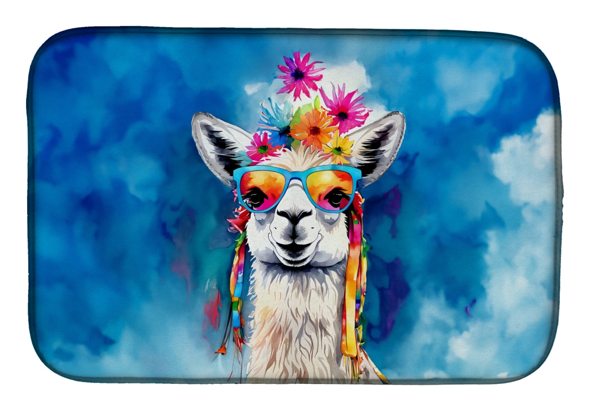 Picture of Carolines Treasures DAC4004DDM 21 x 14 in.  Hippie Animal Llama Dish Drying Mat