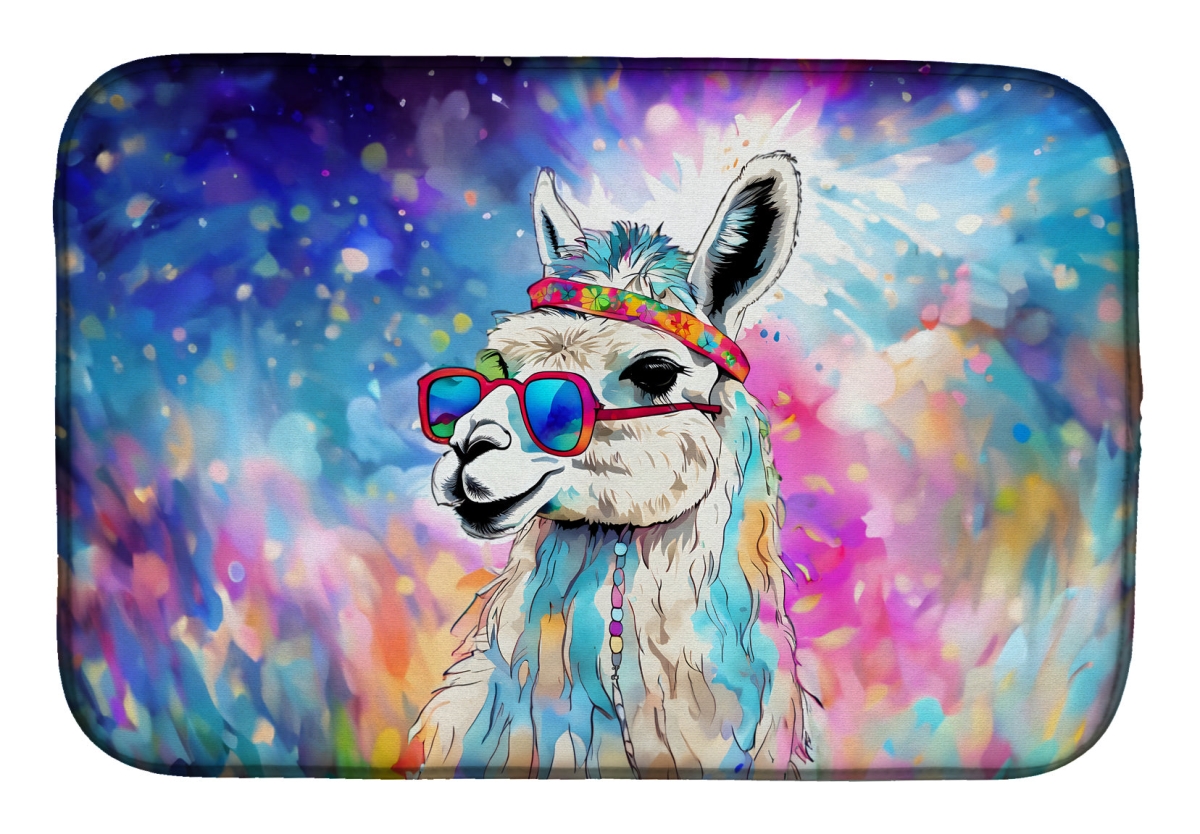 Picture of Carolines Treasures DAC4005DDM 21 x 14 in.  Hippie Animal Llama Dish Drying Mat