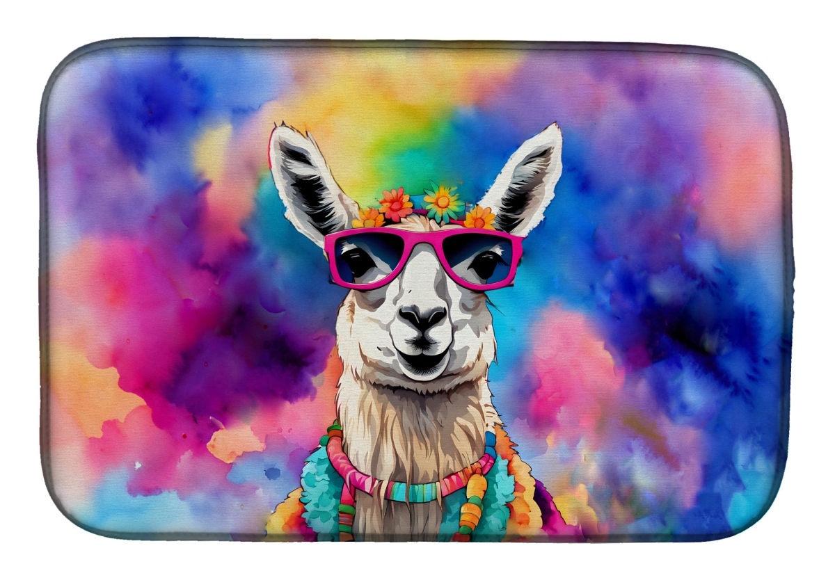 Picture of Carolines Treasures DAC4006DDM 21 x 14 in.  Hippie Animal Llama Dish Drying Mat