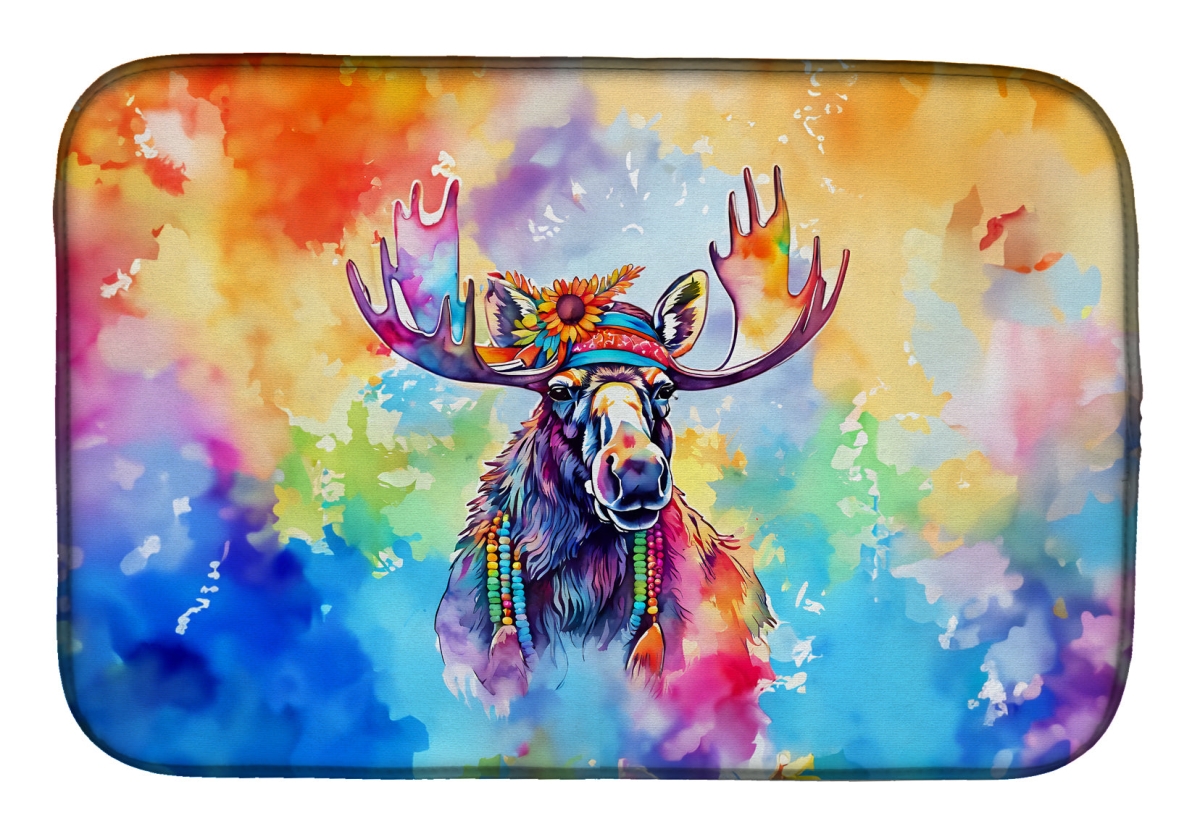 Picture of Carolines Treasures DAC4009DDM 21 x 14 in.  Hippie Animal Moose Dish Drying Mat
