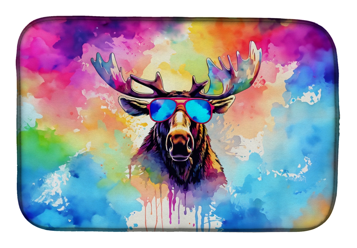 Picture of Carolines Treasures DAC4010DDM 21 x 14 in.  Hippie Animal Moose Dish Drying Mat
