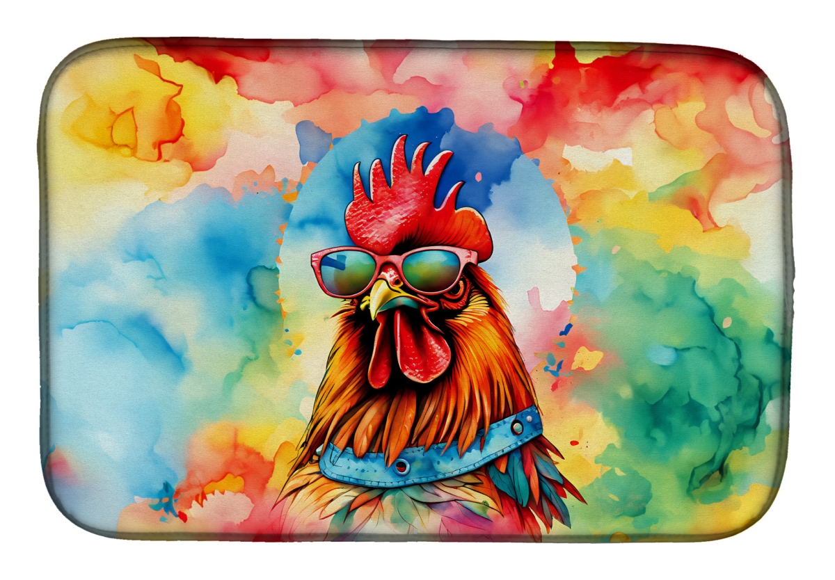 Picture of Carolines Treasures DAC4011DDM 21 x 14 in. Unisex Hippie Animal Red Rooster Dish Drying Mat