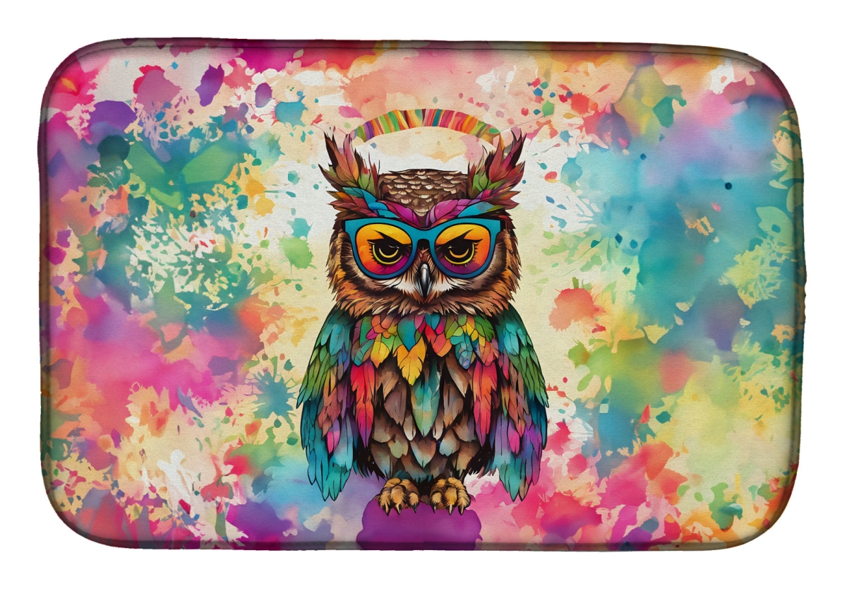 Picture of Carolines Treasures DAC4014DDM 21 x 14 in.  Hippie Animal Owl Dish Drying Mat