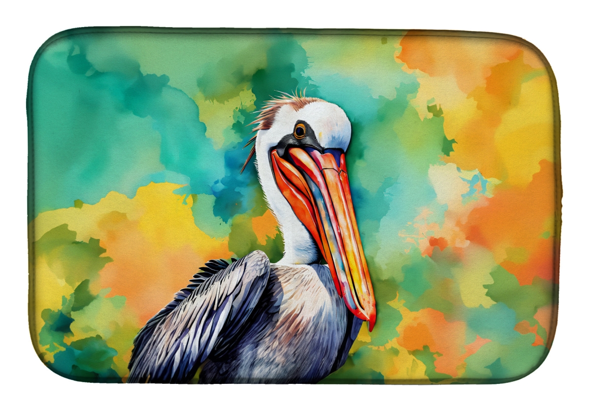 Picture of Carolines Treasures DAC4023DDM 21 x 14 in.  Hippie Animal Pelican Dish Drying Mat