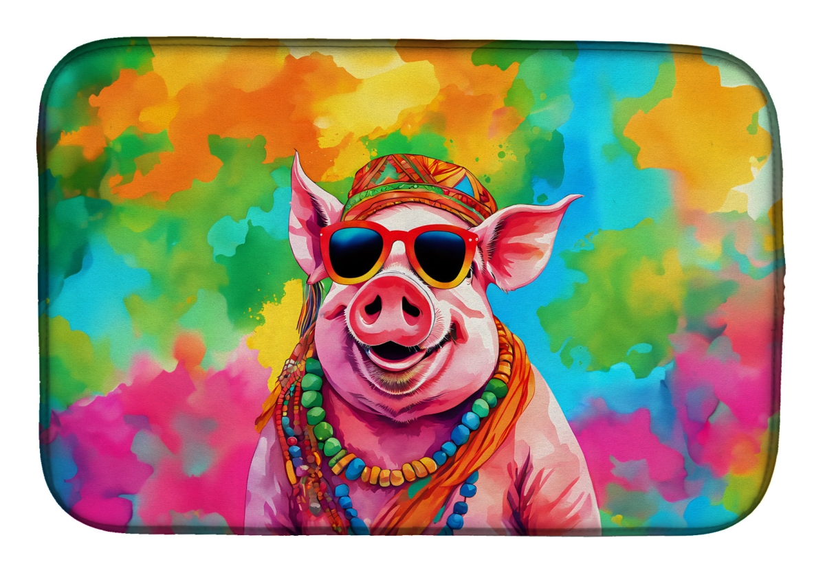 Picture of Carolines Treasures DAC4027DDM 21 x 14 in.  Hippie Animal Pig Dish Drying Mat