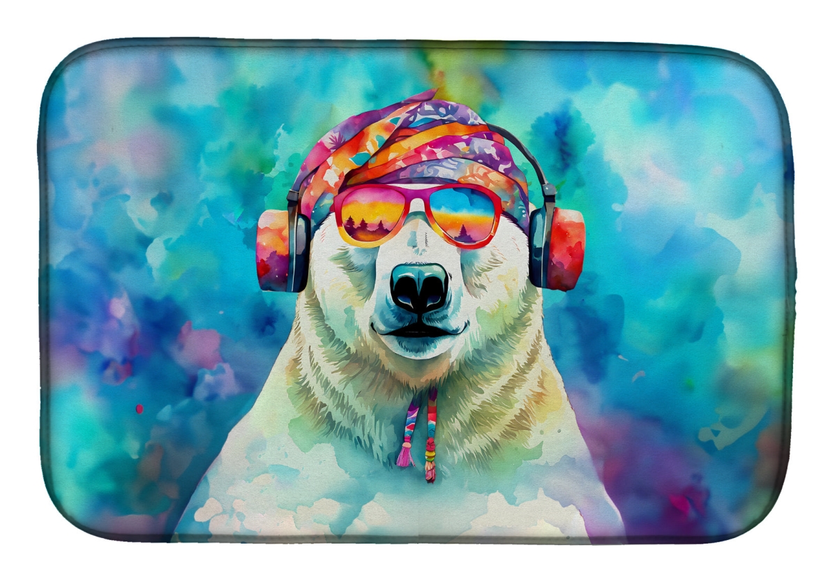 Picture of Carolines Treasures DAC4028DDM 21 x 14 in. Unisex Hippie Animal Polar Bear Dish Drying Mat