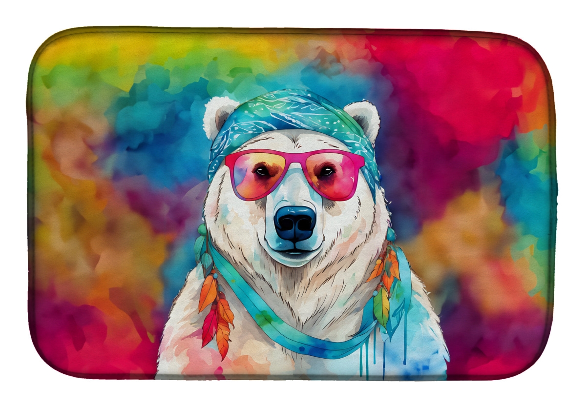 Picture of Carolines Treasures DAC4029DDM 21 x 14 in. Unisex Hippie Animal Polar Bear Dish Drying Mat