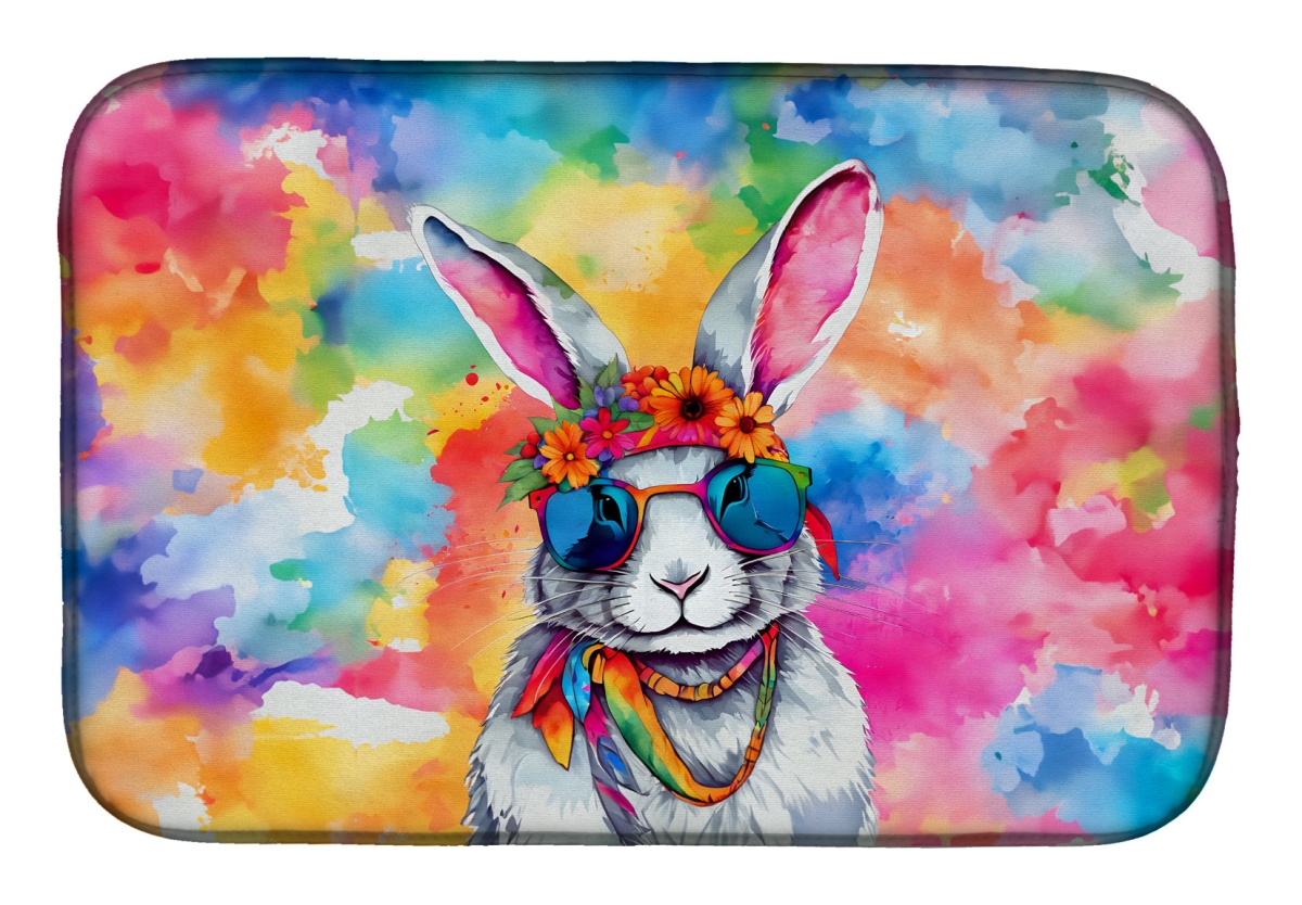 Picture of Carolines Treasures DAC4032DDM 21 x 14 in.  Hippie Animal Rabbit Dish Drying Mat