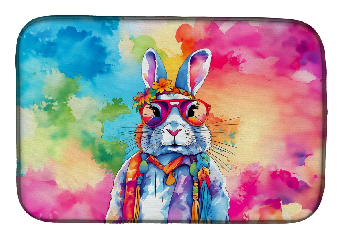 Picture of Carolines Treasures DAC4033DDM 21 x 14 in.  Hippie Animal Rabbit Dish Drying Mat