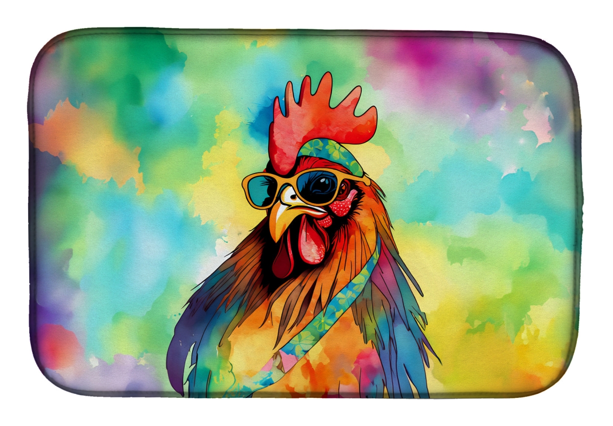 21 x 14 in. Unisex Hippie Animal Rooster Dish Drying Mat