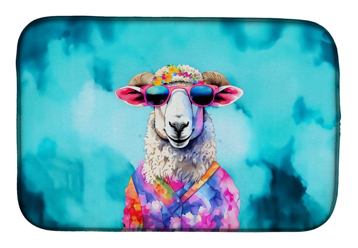 DAC4042DDM 21 x 14 in.  Hippie Animal Sheep Dish Drying Mat