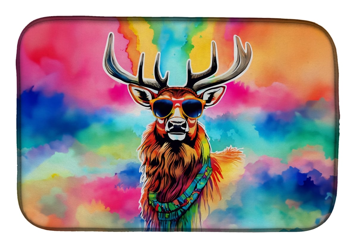 21 x 14 in. Unisex Hippie Animal Stag Deer Dish Drying Mat