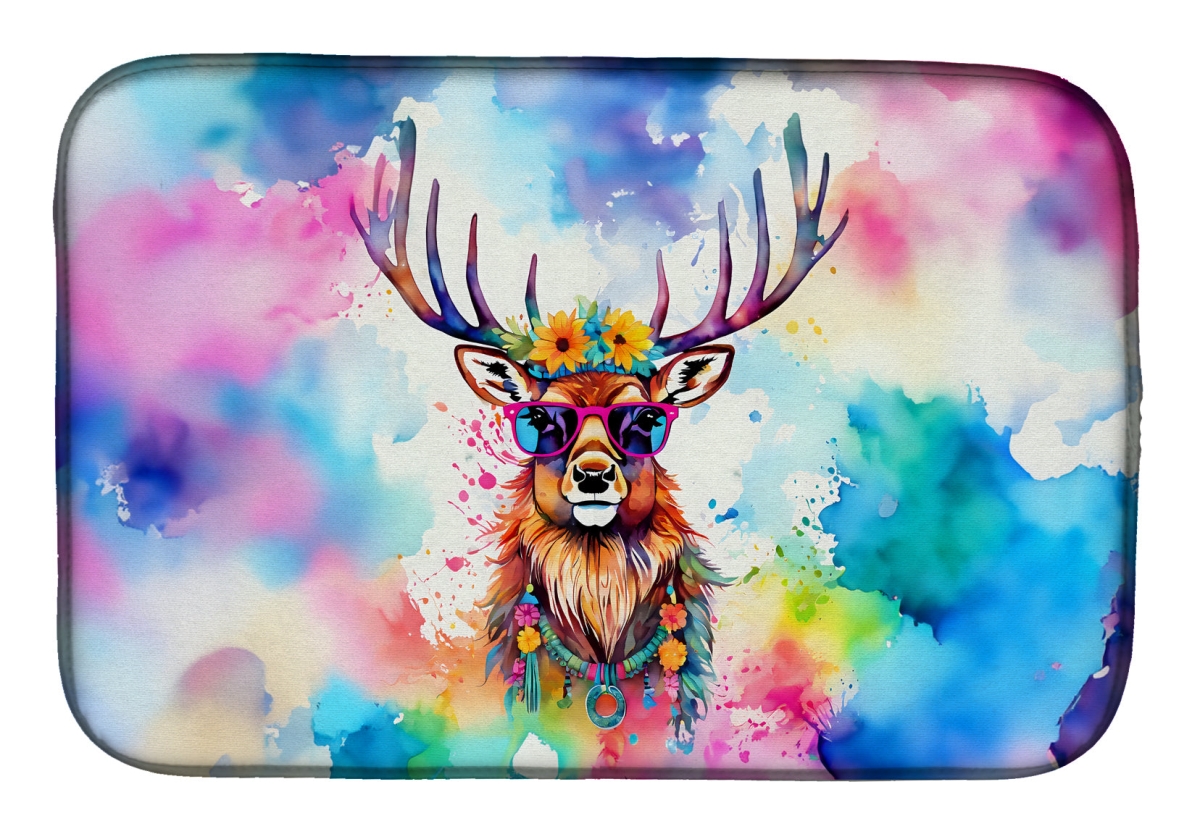 21 x 14 in. Unisex Hippie Animal Stag Deer Dish Drying Mat