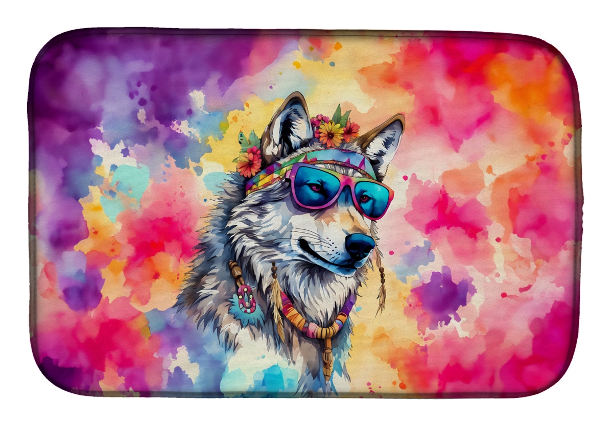 DAC4051DDM 21 x 14 in.  Hippie Animal Wolf Dish Drying Mat