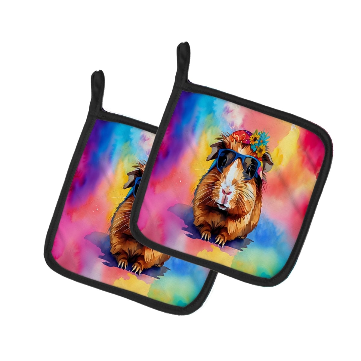 DAC3961PTHD 7.5 x 7.5 in. Unisex Hippie Animal Guinea Pig Pair of Pot Holders