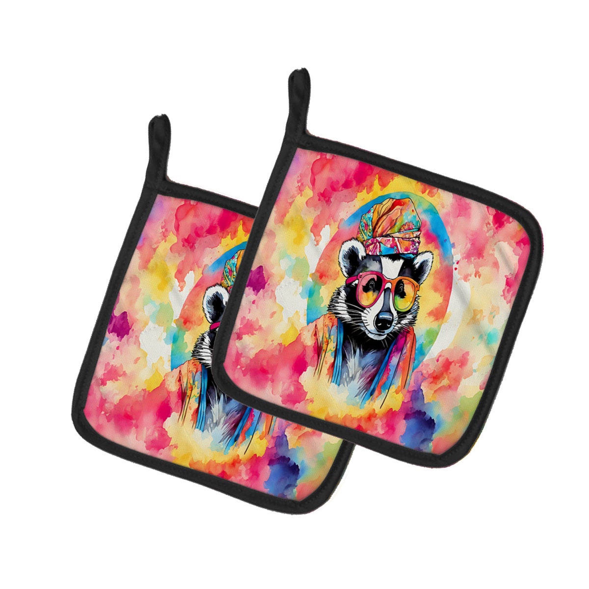 DAC3963PTHD 7.5 x 7.5 in. Unisex Hippie Animal decalr Pair of Pot Holders