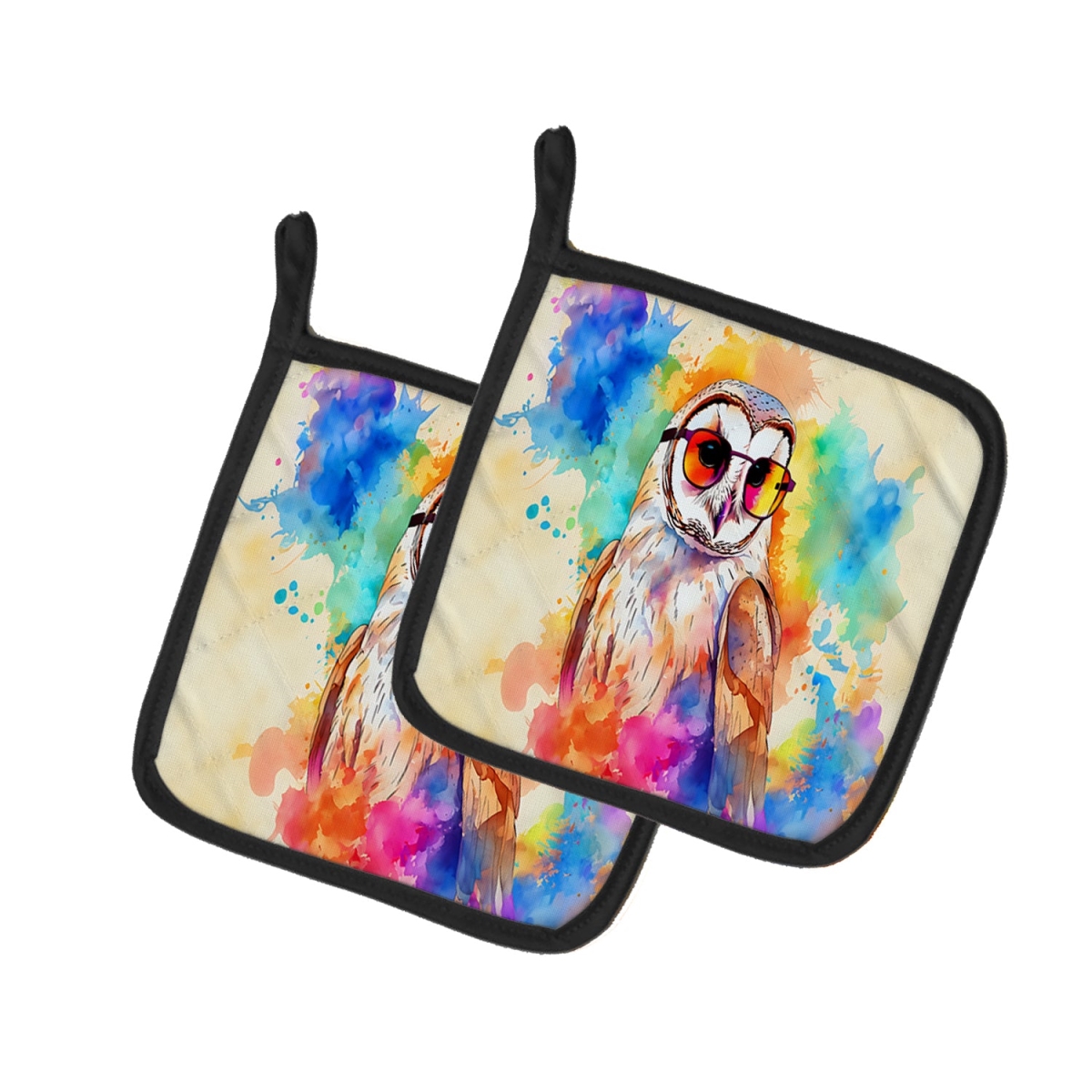 DAC3964PTHD 7.5 x 7.5 in. Unisex Hippie Animal Barn Owl Pair of Pot Holders