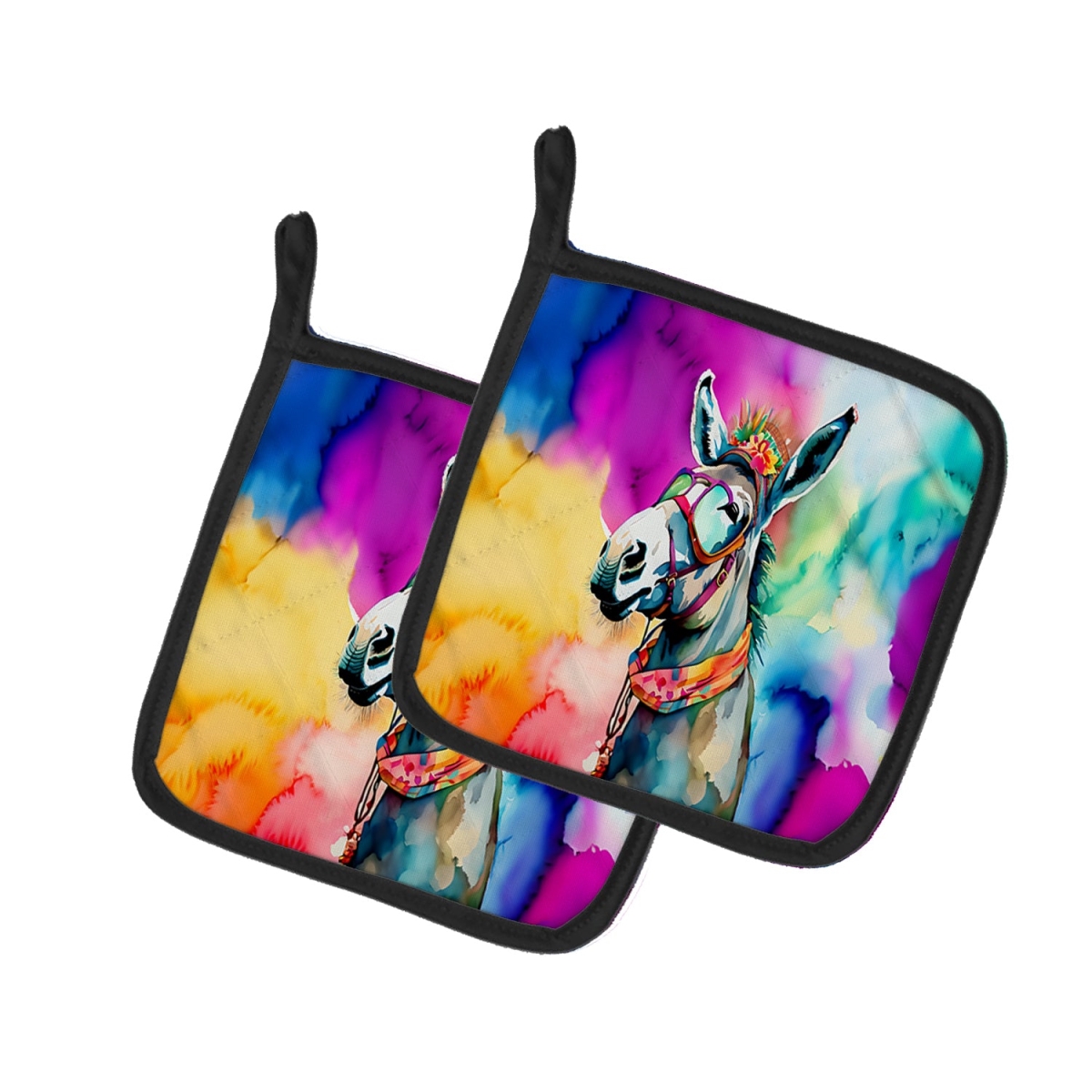 DAC3978PTHD 7.5 x 7.5 in. Unisex Hippie Animal Donkey Pair of Pot Holders