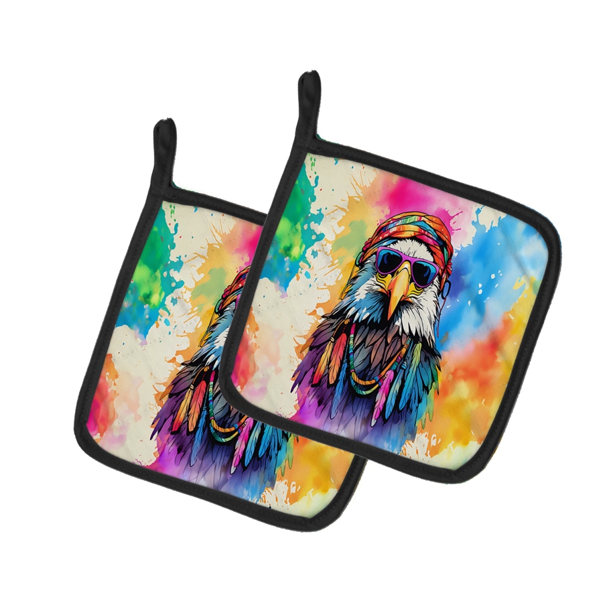 DAC3979PTHD 7.5 x 7.5 in. Unisex Hippie Animal Eagle Pair of Pot Holders