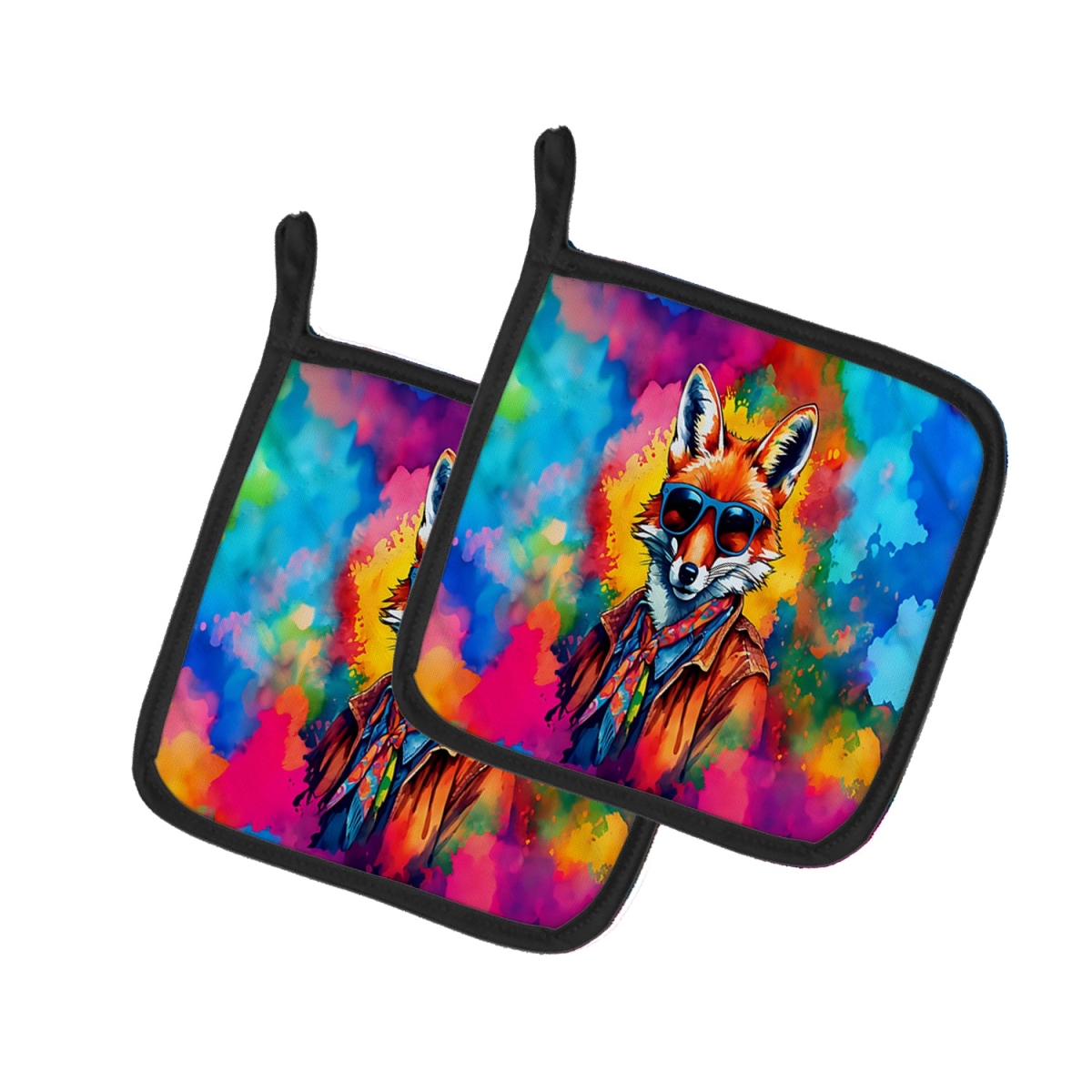DAC3982PTHD 7.5 x 7.5 in. Unisex Hippie Animal Fox Pair of Pot Holders