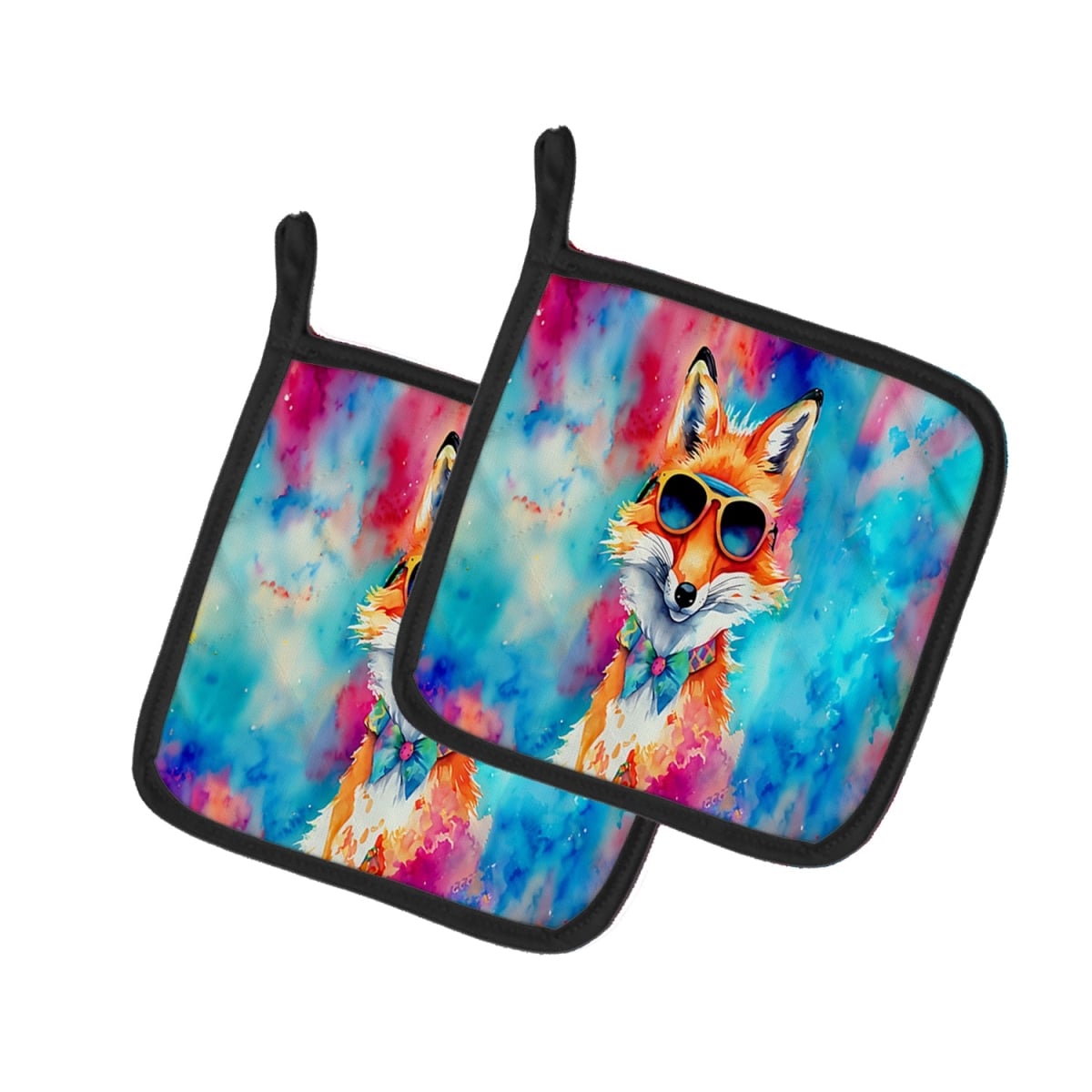 DAC3983PTHD 7.5 x 7.5 in. Unisex Hippie Animal Fox Pair of Pot Holders