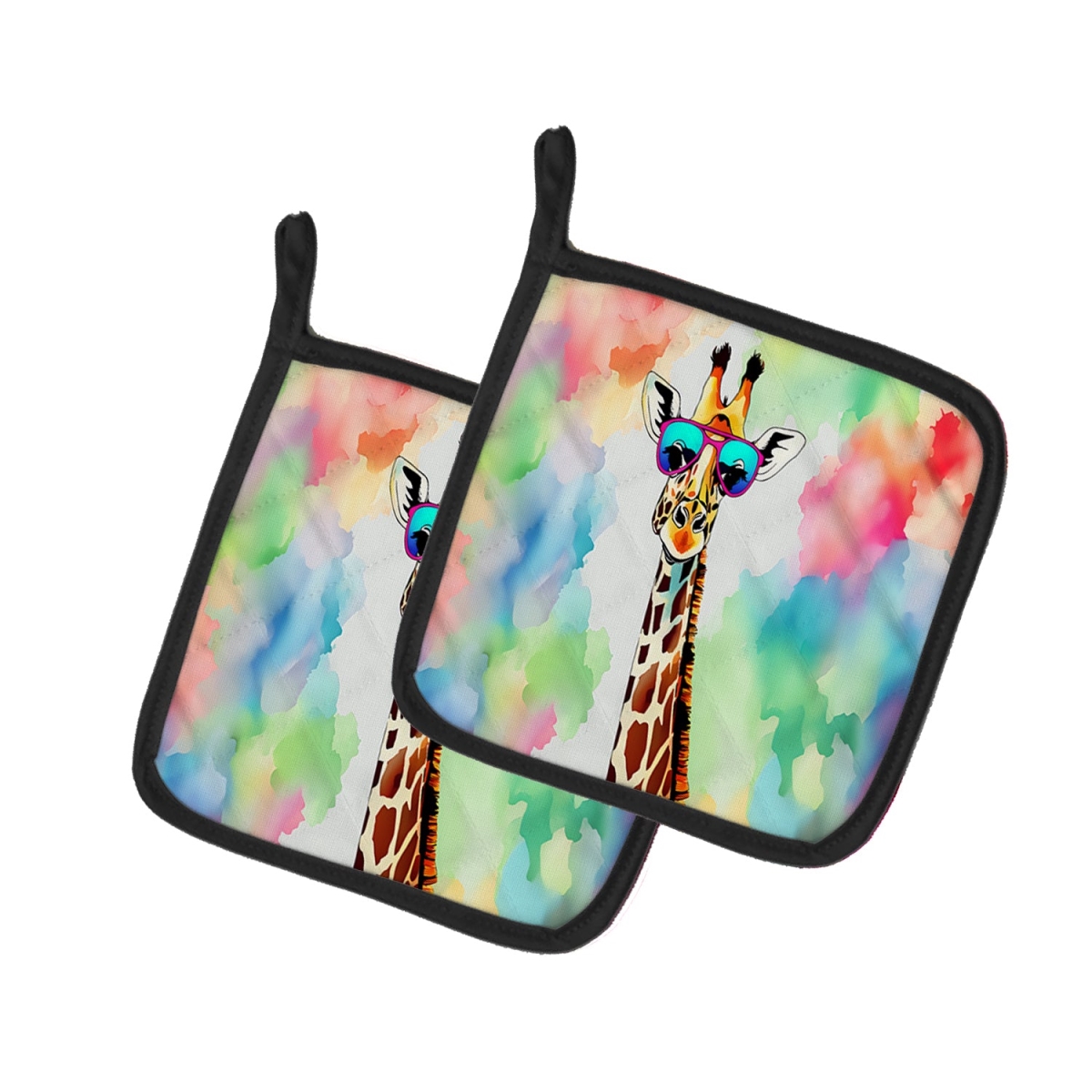 DAC3985PTHD 7.5 x 7.5 in. Unisex Hippie Animal Giraffe Pair of Pot Holders