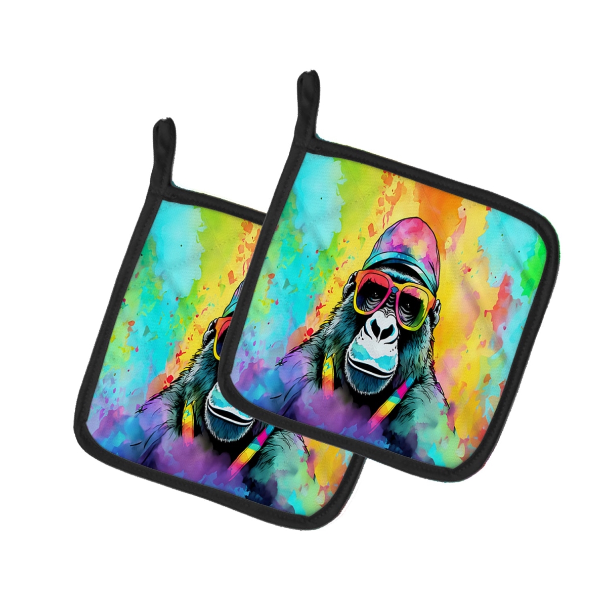 DAC3989PTHD 7.5 x 7.5 in. Unisex Hippie Animal Gorilla Pair of Pot Holders