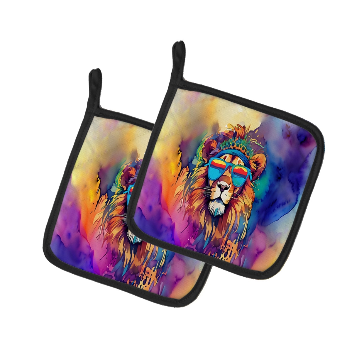 DAC4003PTHD 7.5 x 7.5 in. Unisex Hippie Animal Lion Pair of Pot Holders