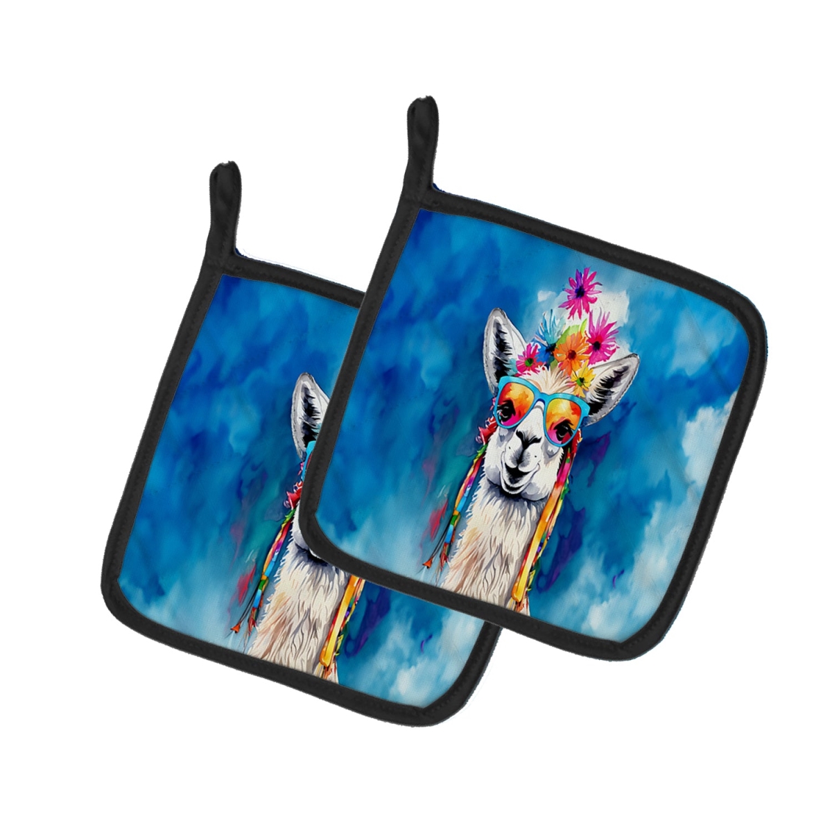 DAC4004PTHD 7.5 x 7.5 in. Unisex Hippie Animal Llama Pair of Pot Holders