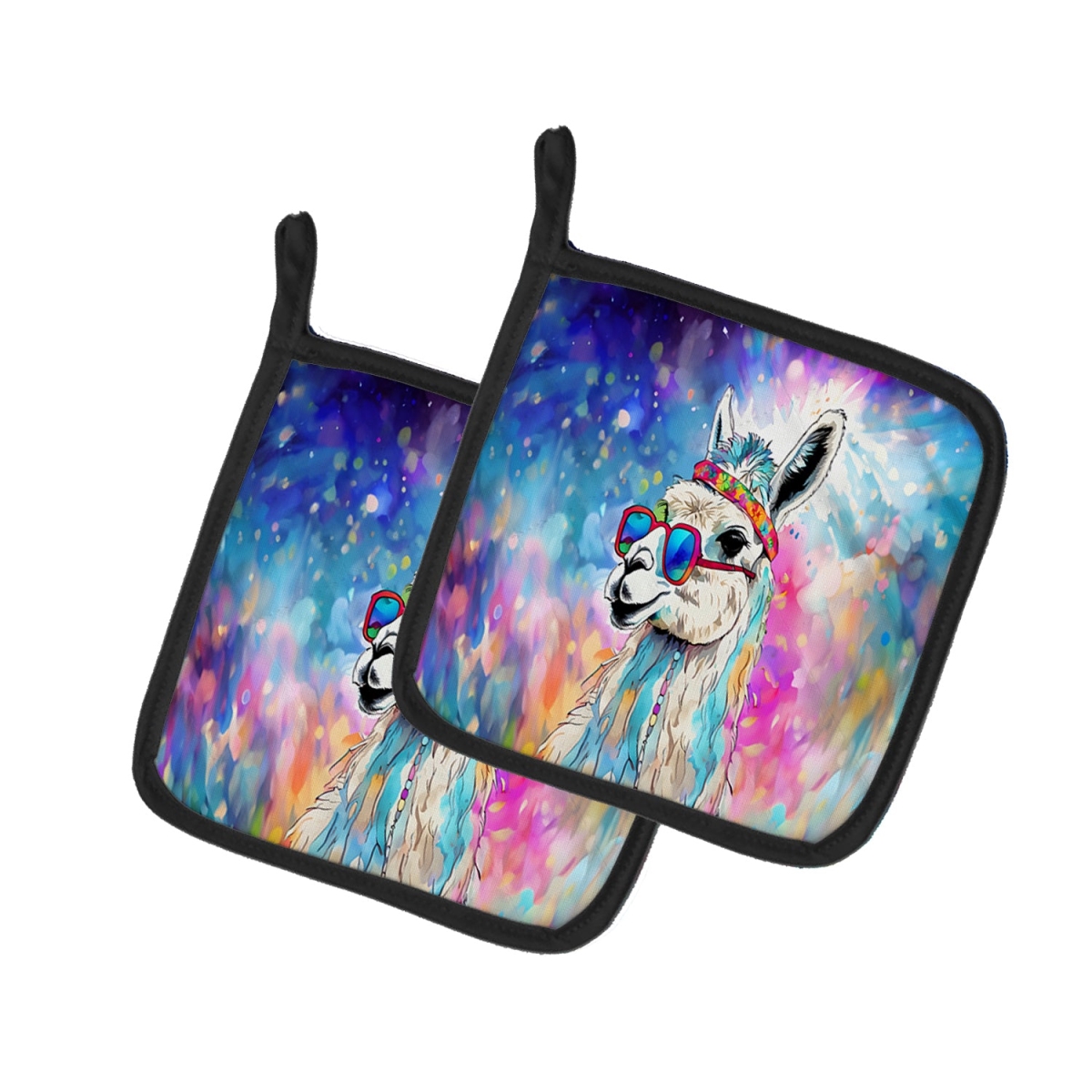 DAC4005PTHD 7.5 x 7.5 in. Unisex Hippie Animal Llama Pair of Pot Holders