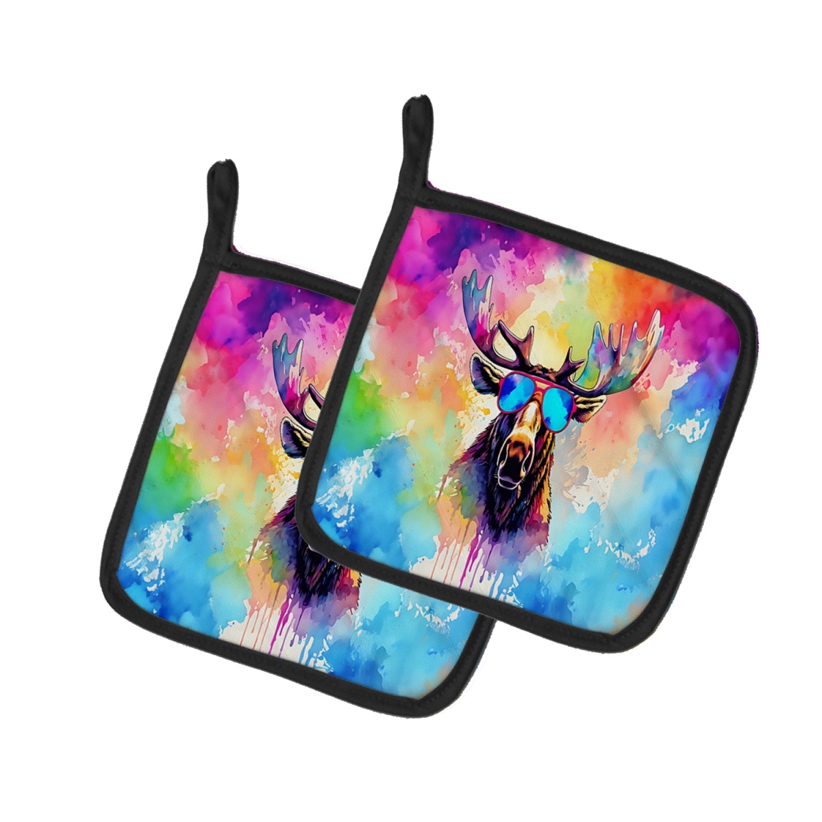 DAC4010PTHD 7.5 x 7.5 in. Unisex Hippie Animal Moose Pair of Pot Holders