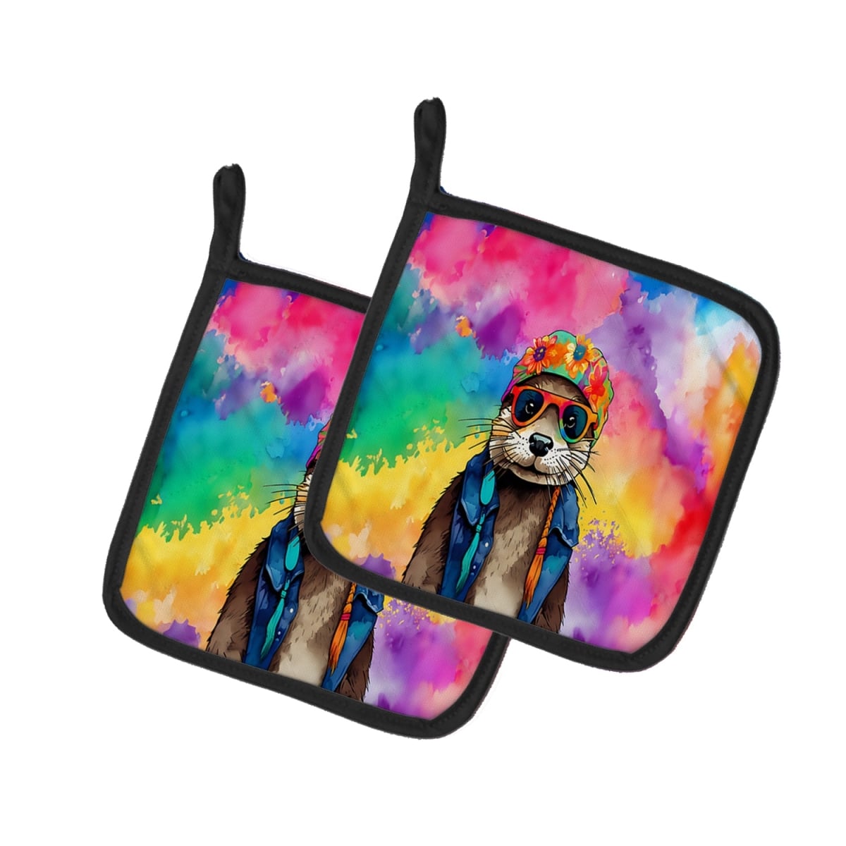 DAC4012PTHD 7.5 x 7.5 in. Unisex Hippie Animal Otter Pair of Pot Holders