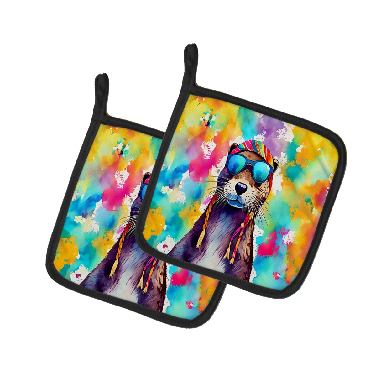 DAC4013PTHD 7.5 x 7.5 in. Unisex Hippie Animal Otter Pair of Pot Holders