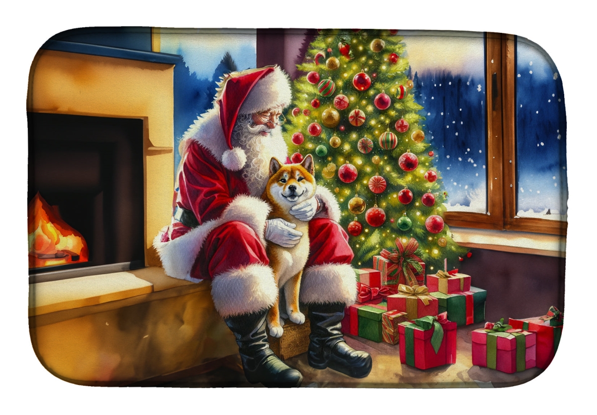Picture of Carolines Treasures DAC4157DDM 21 x 14 in. Unisex Shiba Inu & Santa Claus Dish Drying Mat