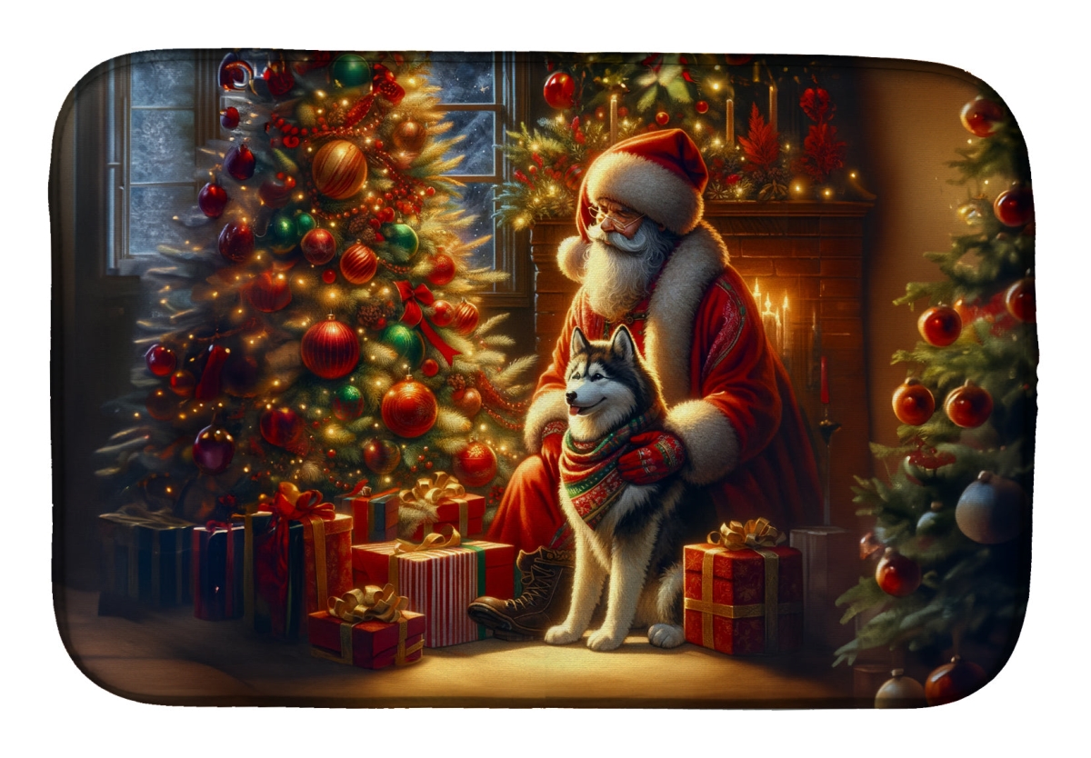 Picture of Carolines Treasures DAC4159DDM 21 x 14 in. Unisex Siberian Husky & Santa Claus Dish Drying Mat