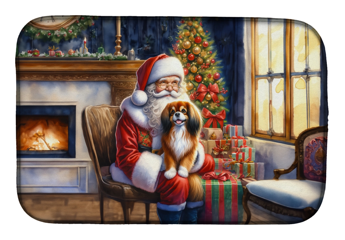 Picture of Carolines Treasures DAC4162DDM 21 x 14 in. Unisex Tibetan Spaniel & Santa Claus Dish Drying Mat