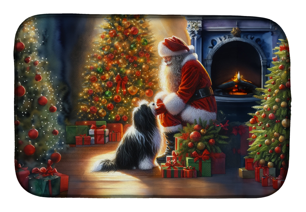 Picture of Carolines Treasures DAC4163DDM 21 x 14 in. Unisex Tibetan Terrier & Santa Claus Dish Drying Mat