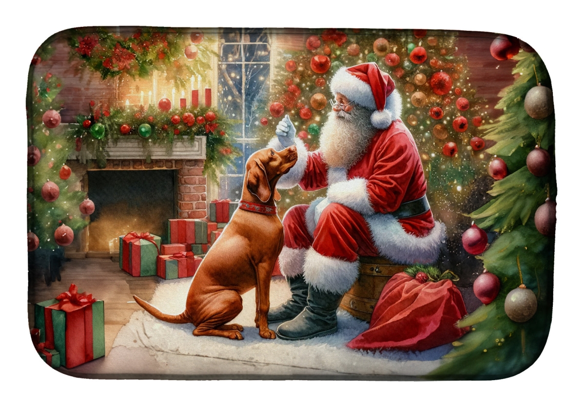 Picture of Carolines Treasures DAC4164DDM 21 x 14 in.  Vizsla &amp; Santa Claus Dish Drying Mat