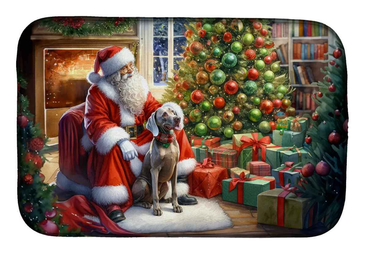 Picture of Carolines Treasures DAC4165DDM 21 x 14 in.  Weimaraner &amp; Santa Claus Dish Drying Mat