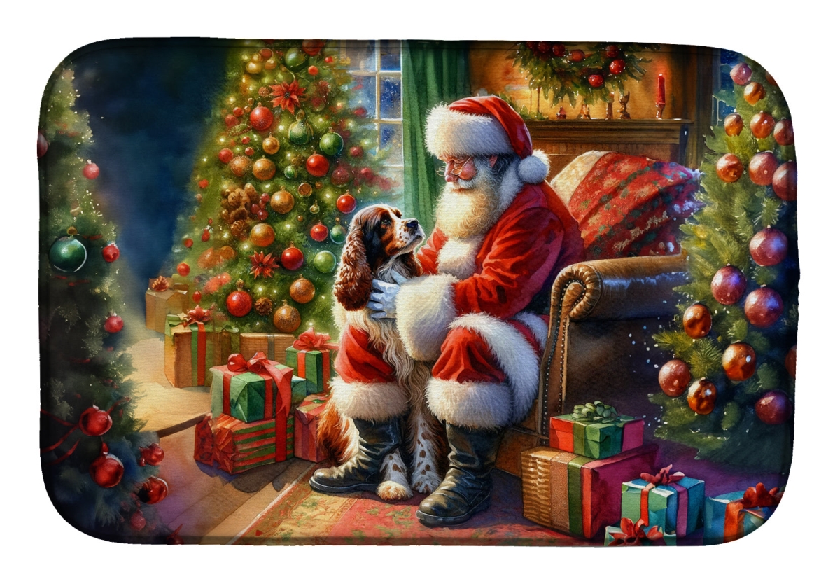 Picture of Carolines Treasures DAC4166DDM 21 x 14 in. Unisex Welsh Springer Spaniel & Santa Claus Dish Drying Mat