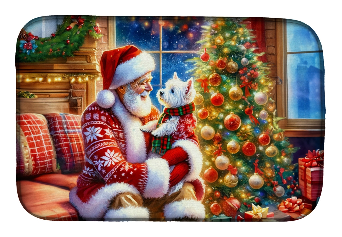 Picture of Carolines Treasures DAC4167DDM 21 x 14 in.  Westie &amp; Santa Claus Dish Drying Mat