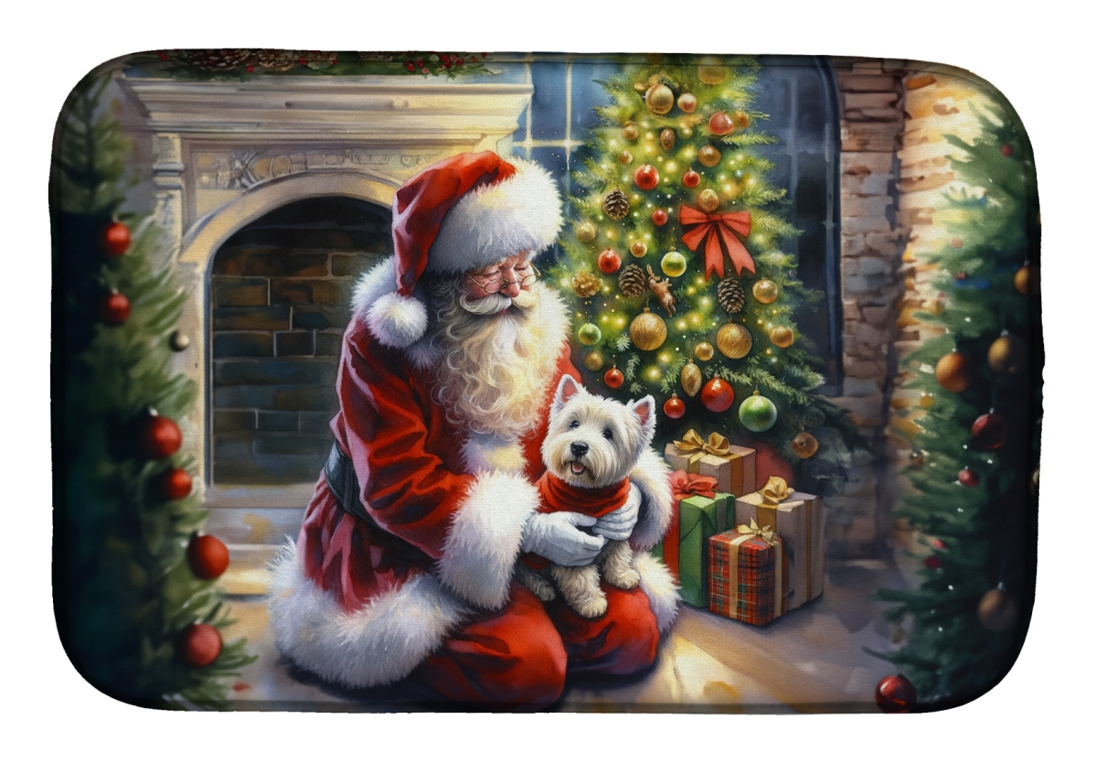 Picture of Carolines Treasures DAC4168DDM 21 x 14 in.  Westie &amp; Santa Claus Dish Drying Mat