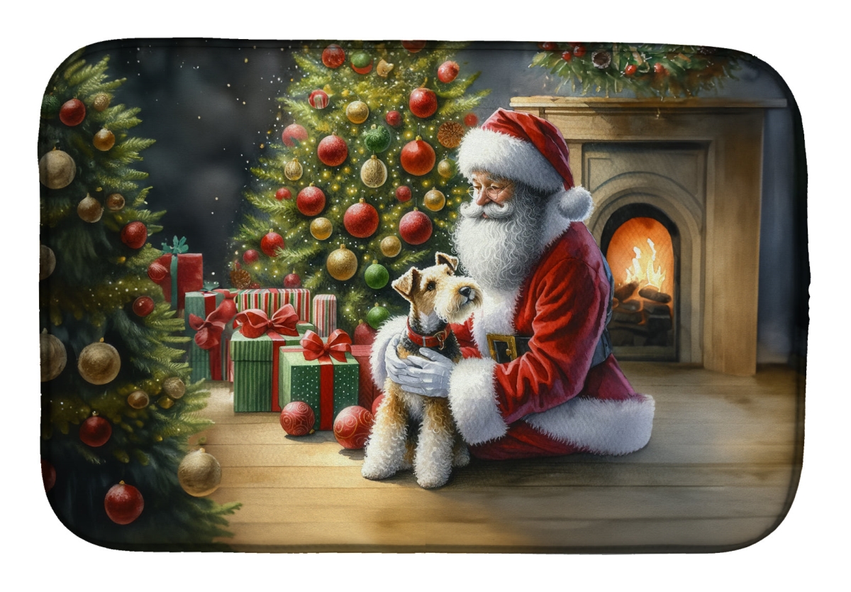 Picture of Carolines Treasures DAC4169DDM 21 x 14 in. Unisex Fox Terrier & Santa Claus Dish Drying Mat