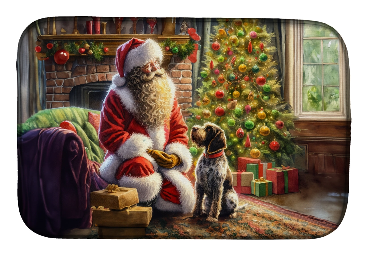 Picture of Carolines Treasures DAC4170DDM 21 x 14 in. Unisex Wirehaired Pointing Griffon & Santa Claus Dish Drying Mat