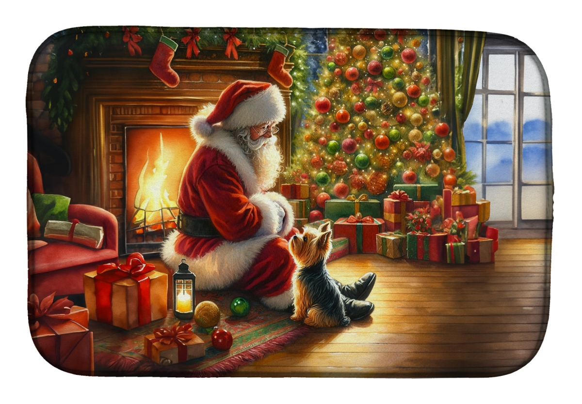 Picture of Carolines Treasures DAC4173DDM 21 x 14 in. Unisex Yorkshire Terrier Yorkie & Santa Claus Dish Drying Mat