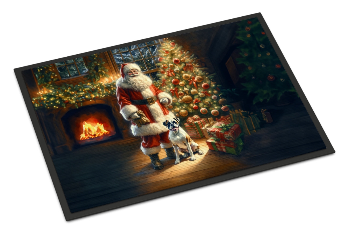 24 x 36 in. Unisex Boxer & Santa Claus Doormat
