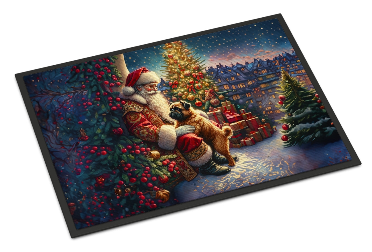 24 x 36 in. Unisex Brussels Griffon & Santa Claus Doormat