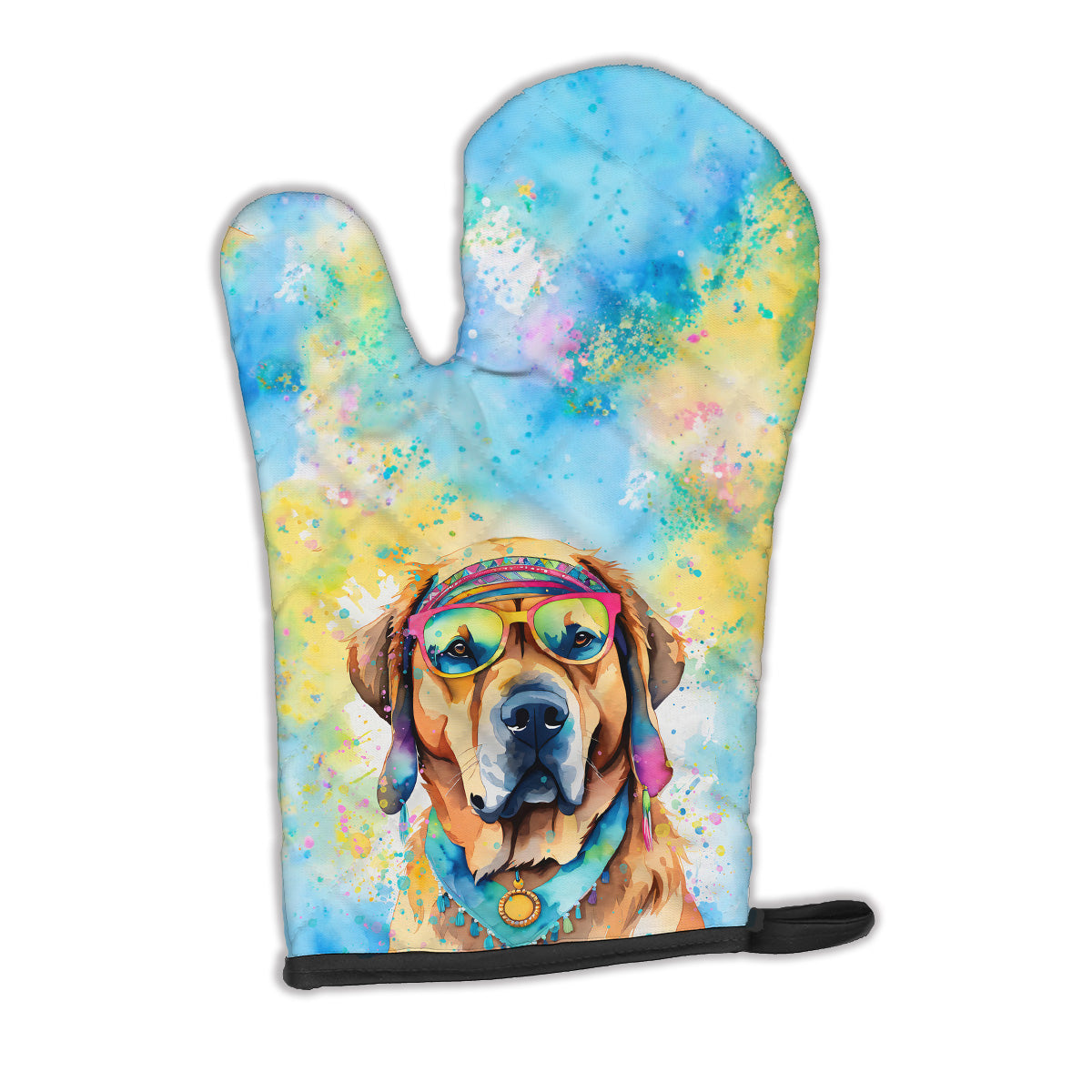 12 x 8.5 in. Unisex Mastiff Hippie Dawg Polyester Oven Mitt
