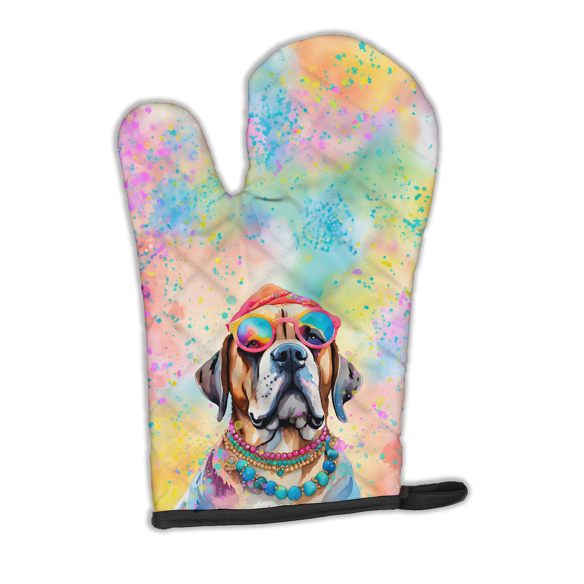 12 x 8.5 in. Unisex Mastiff Hippie Dawg Polyester Oven Mitt