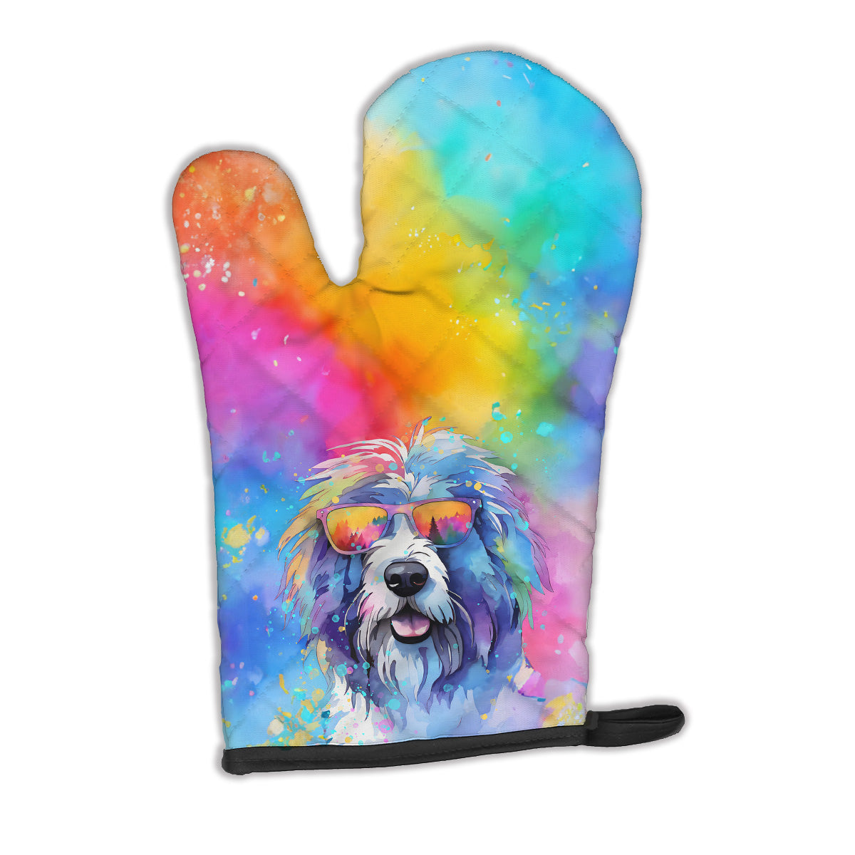 12 x 8.5 in. Unisex Old English Sheepdog Hippie Dawg Polyester Oven Mitt